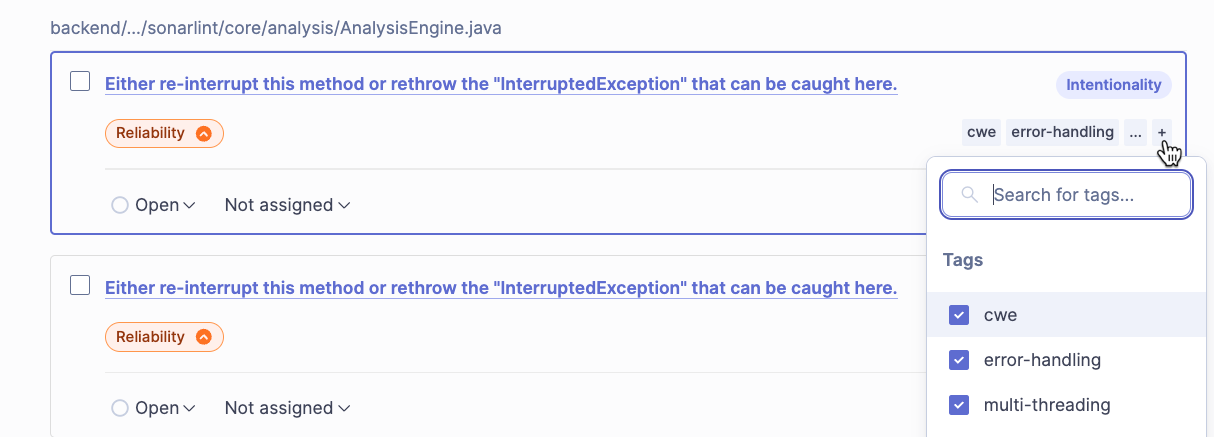 Adding a new tag to an issue
